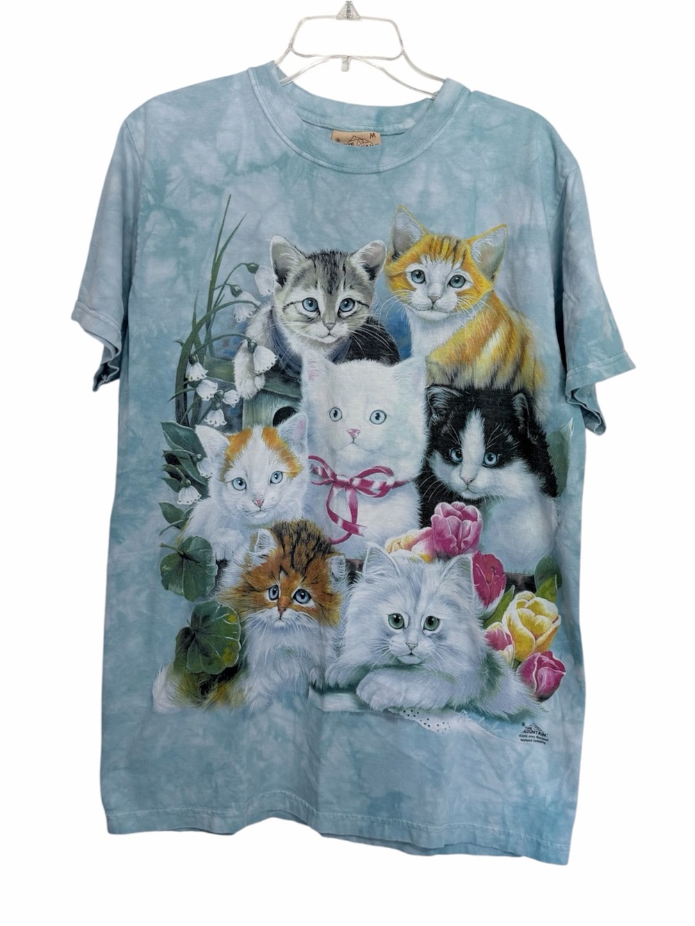 Kittens Adult T-Shirt Size M Blue Tie-Dye Tee